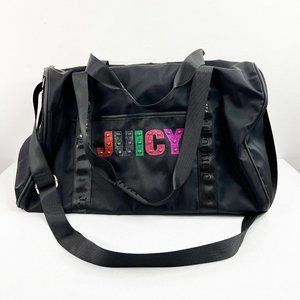 Juicy Couture Travel Bag Duffle Womens Black Logo Print